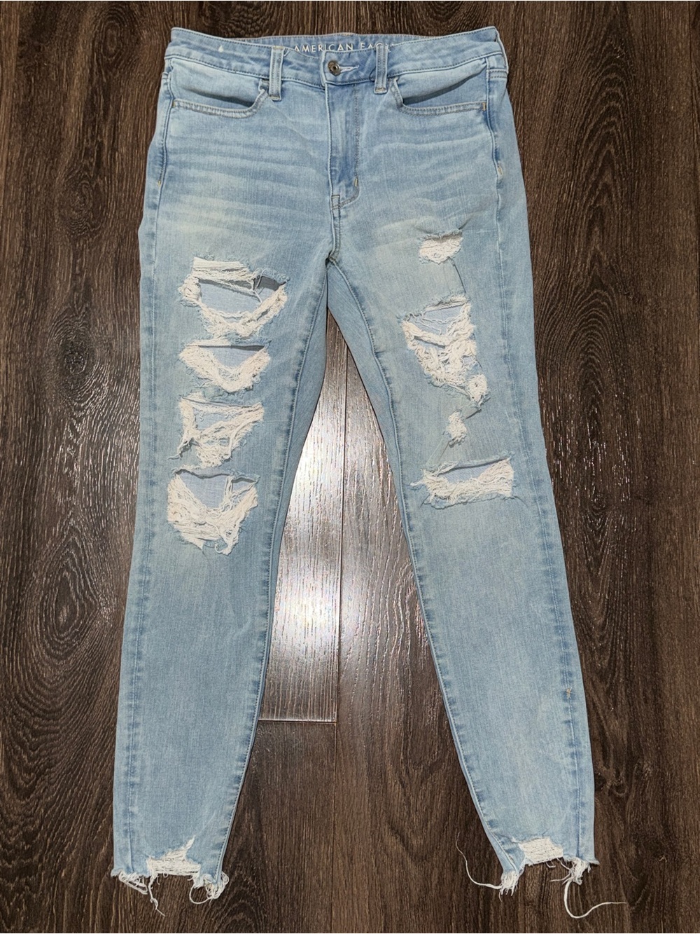 American Eagle 360 Next Level Stretch Distressed Skinny Jeans Women’s Size 8 - Picture 5 of 5